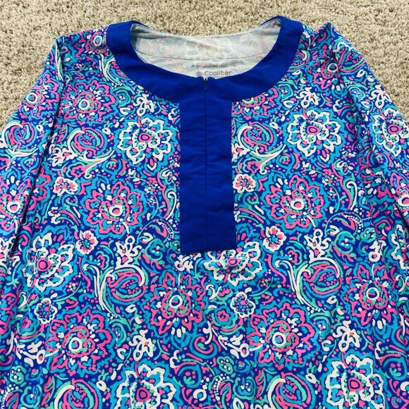 Coolibar Shoreline Swim Cover-Up Dress 3X Blue UPF 50+ Zip Pockets Long Sleeve - Picture 3 of 9